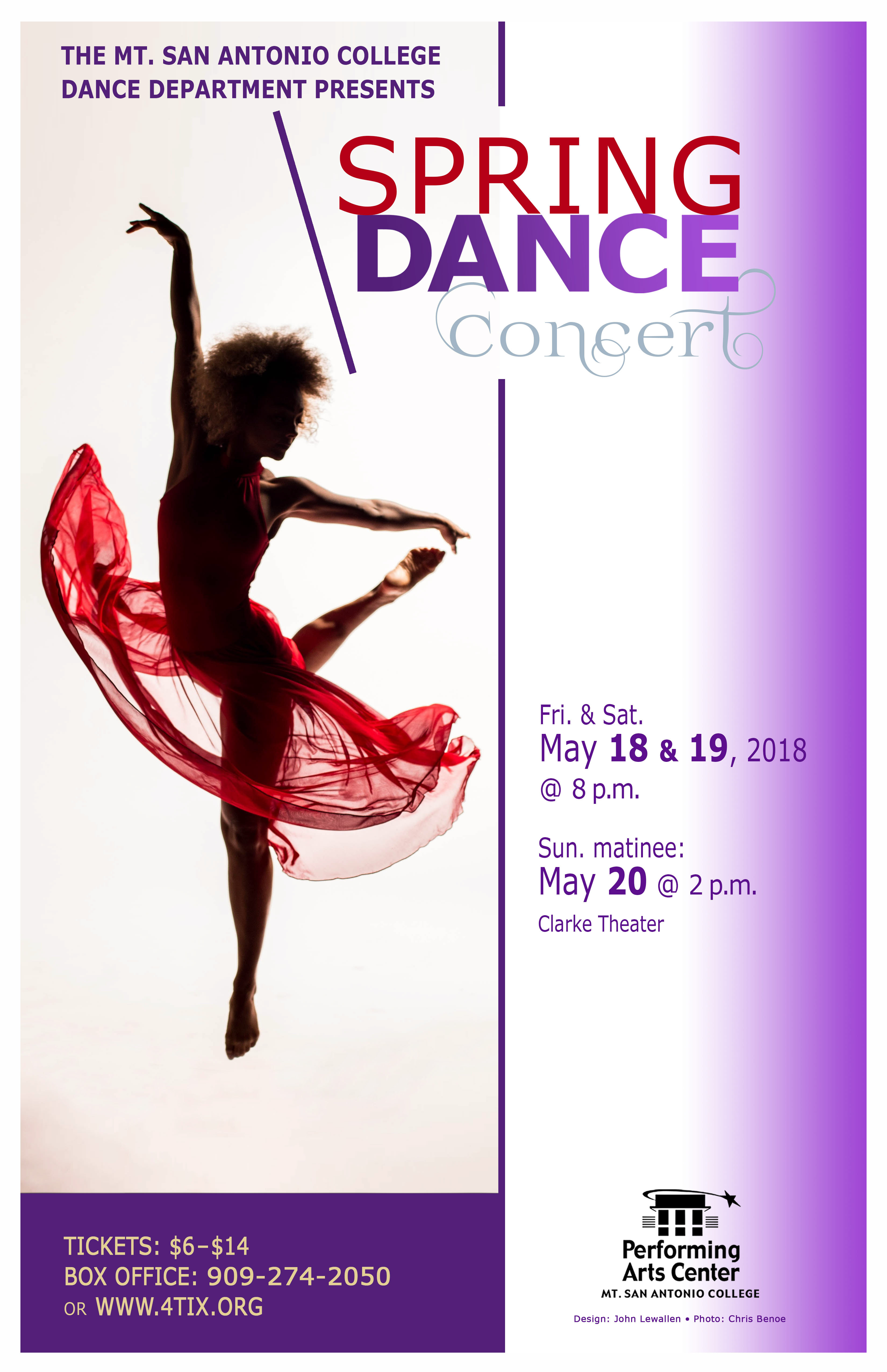 2018 Spring Dance Concert Flyer with show information.