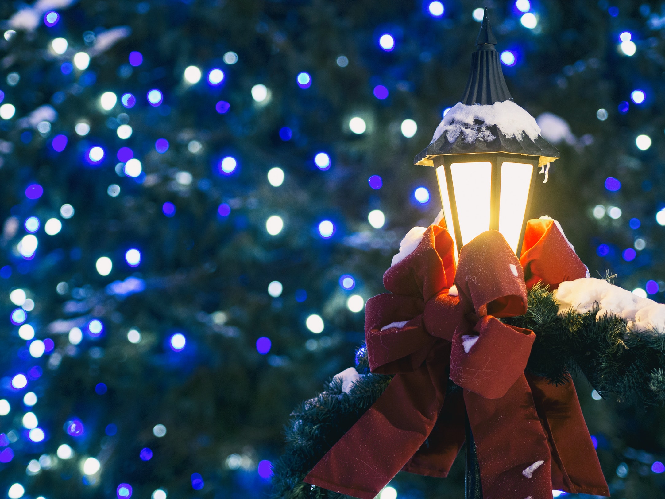 Winter Light Post Covered with Snow - Wassail 2018 Temporary Banner